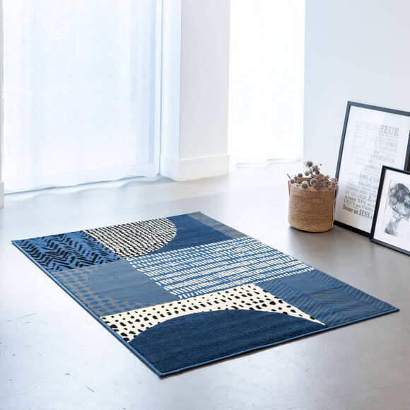 Decoratief tapijtje met geometrisch motief (jeans)