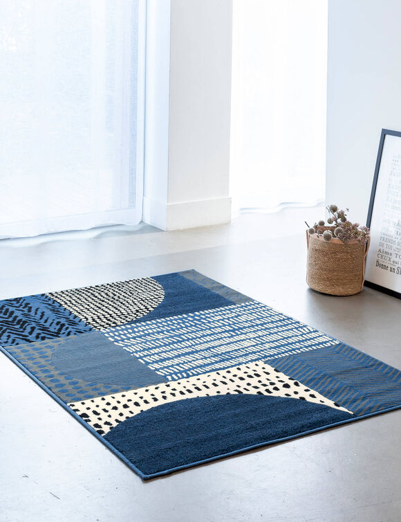 Tapis décoratif motif géométrique (jeans)