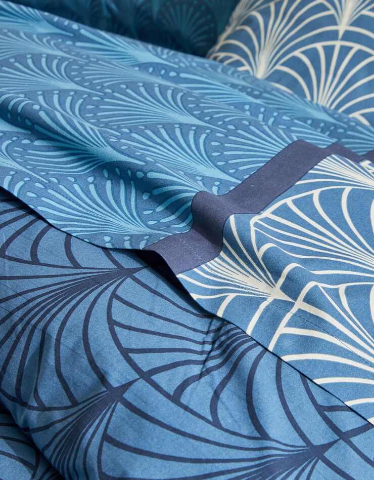 Linge de lit Eddy en coton à motifs graphiques (marine)