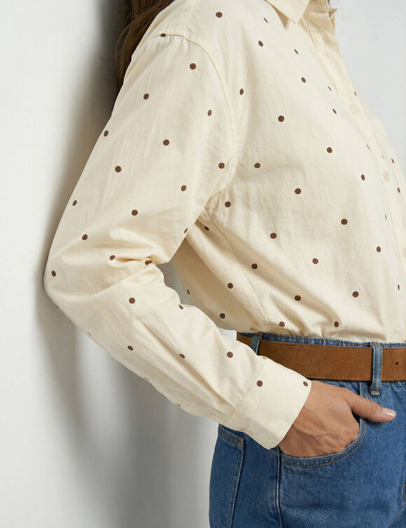 Chemise ample imprim&eacute; pois (&eacute;cru / marron)