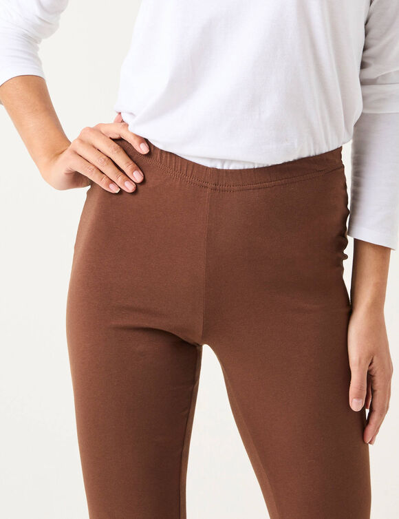 Legging bootcut uni, taille élastiquée (chocolat)