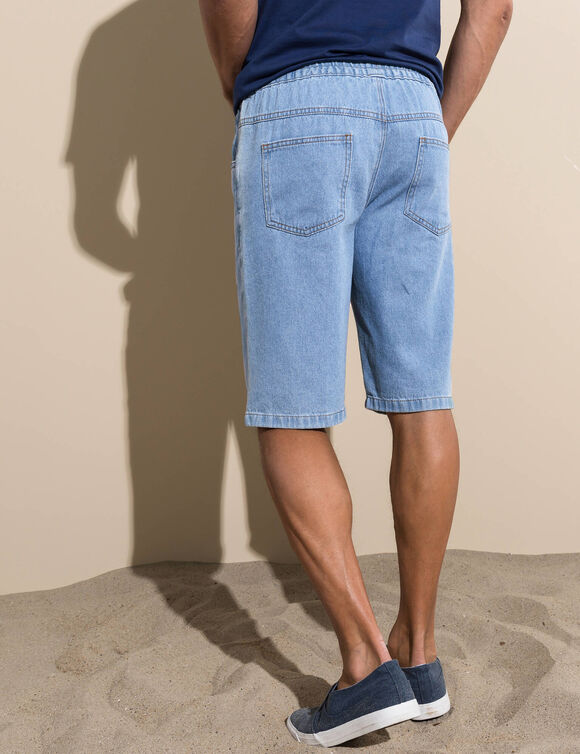Bermuda denim léger élastiqué (bleached)