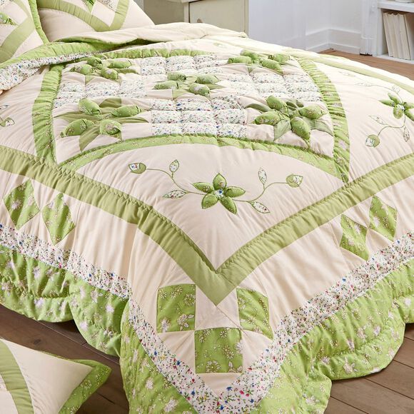 Bedsprei met patchwork (groen)