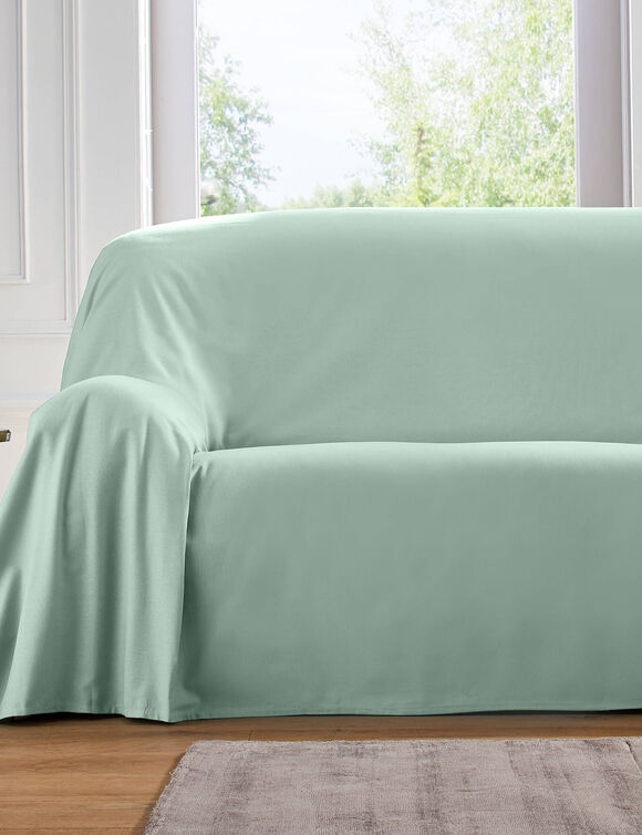 Effen sprei in zeildoekstof (amandel groen)