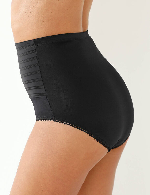 Gaine affinante maille satin&eacute;e et tulle jacquard - maintien intense (noir)