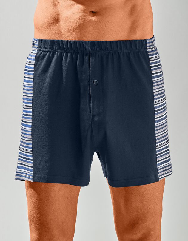 Boxershort met strepenprint opzij - set van 3 (marine / grijs / blauw)