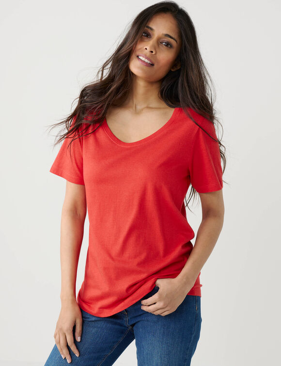 T-shirt met ronde hals en korte mouwen (rood)