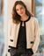 Tweekleurige cardigan in jasjesstijl, jerseytricot (ecru / zwart)