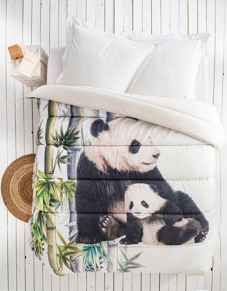 brandwond Mexico Universiteit Dekbed in microvezel met panda fotoprint 200 g/m2, groen / zwart |  Blancheporte