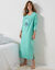 Chemise de nuit longue manches longues motif «fenêtre» (vert d'eau)