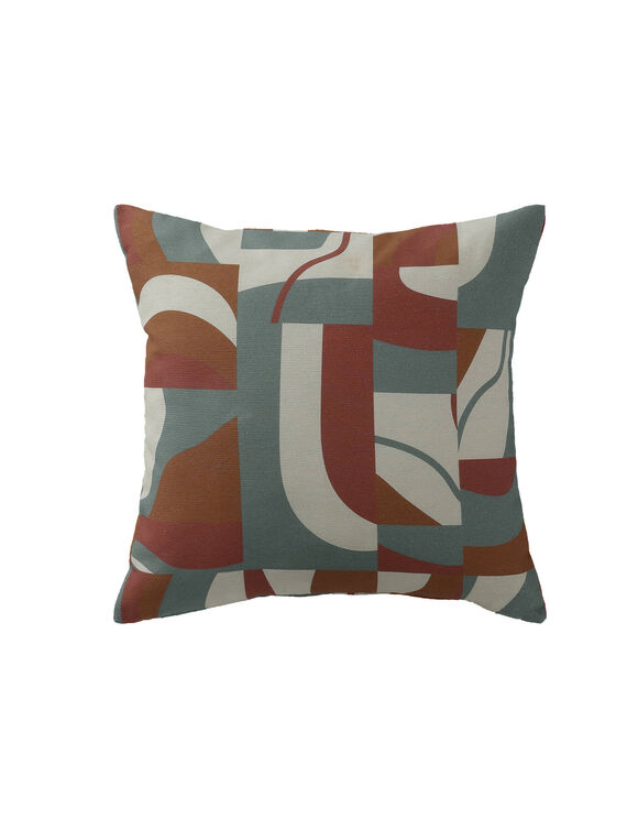 Kussenhoes met 'geometrische' print - set van 2 (terracotta / karamel / eucalyptus)