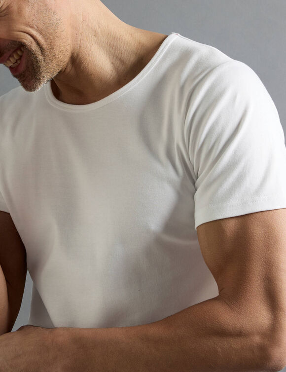 T-shirt sous-v&ecirc;tement homme col rond manches courtes chaleur douce - lot de 2 (blanc)