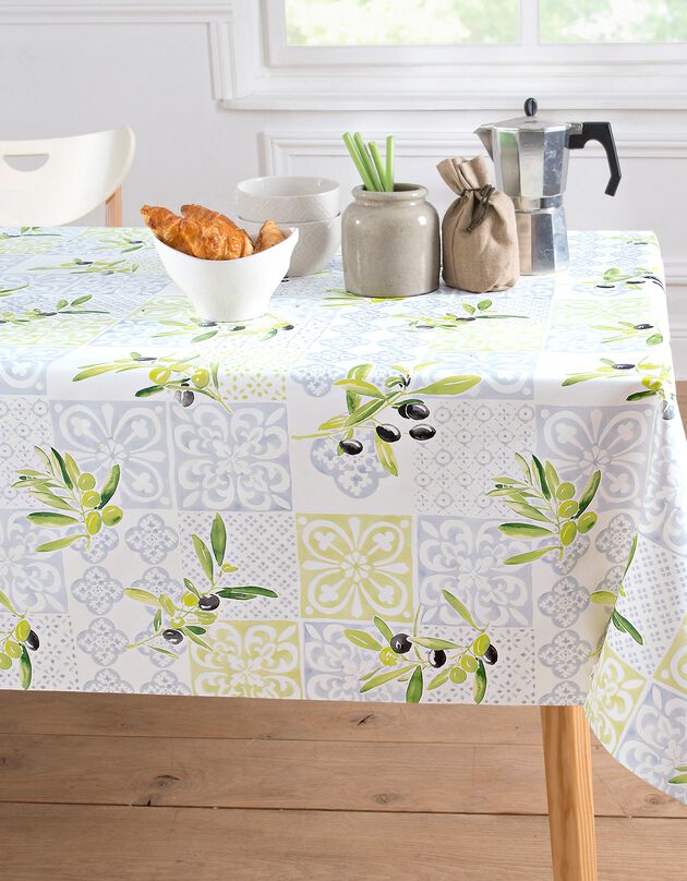 Nappe toile cirée imprimée "Malaucène" (bleu)