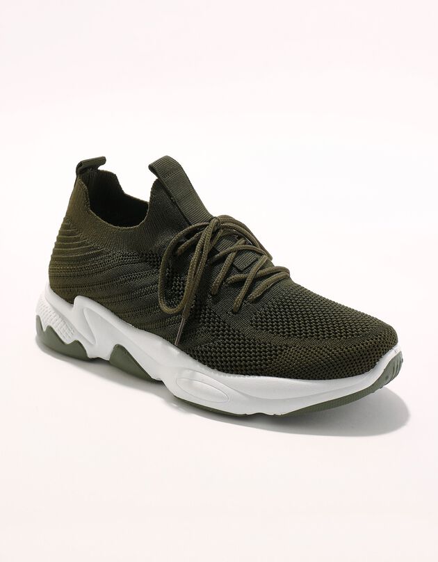 Baskets de sport légères à lacets (kaki)