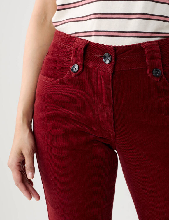 Pantalon droit, velours c&ocirc;tel&eacute; (rouge fonc&eacute;)