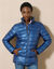 Korte, gewatteerde jas met metallic effect (glanzend marine)