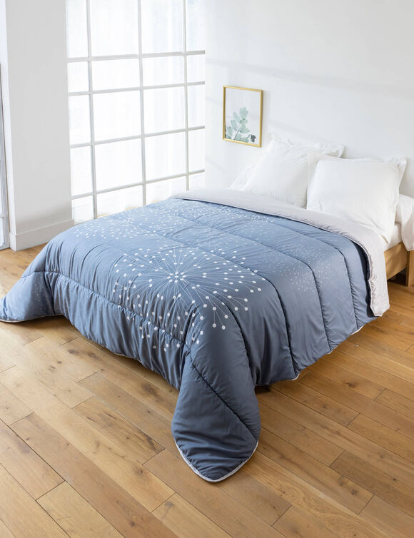 Dekbed in microvezel met vuurwerkmotief 200g/m2 (grijsblauw)