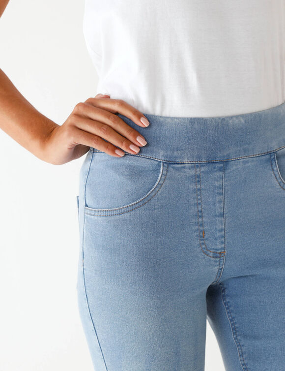 Corsaire fusel&eacute; ultra stretch, maille effet jean (bleached)