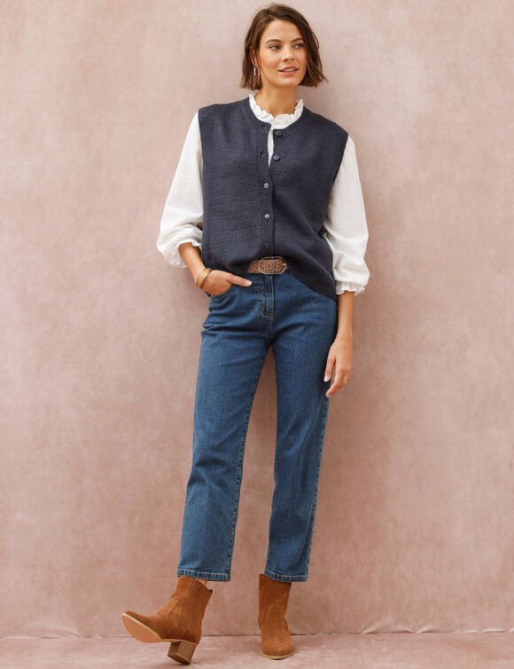 Gilet boutonn&eacute; sans manches (marine)