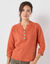 Pull col tunisien manches 3/4, maille fantaisie (orange foncé)