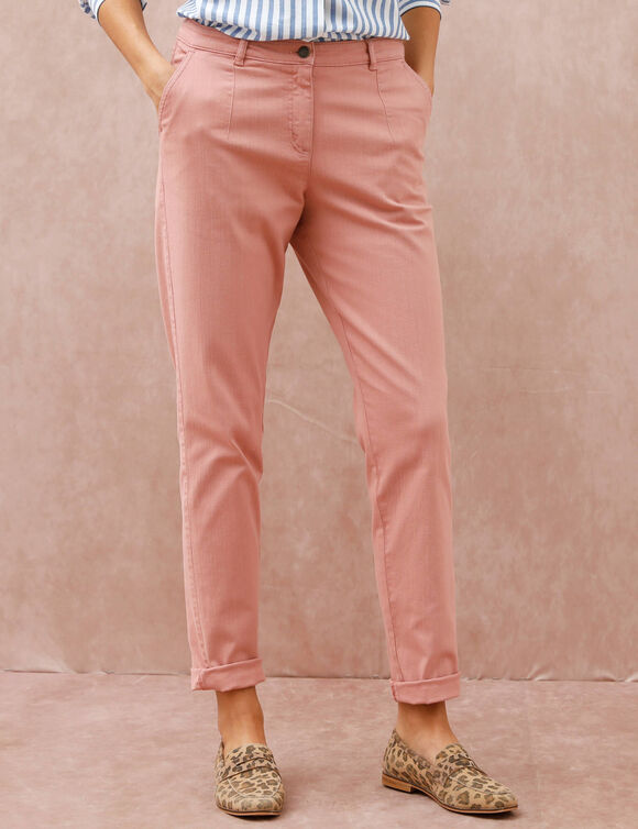 Pantalon coupe mom taille haute, stretch (rose gris&eacute;)