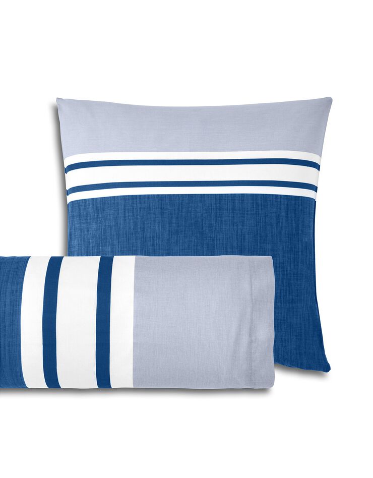 Linge de lit Nathalie coton (marine / ciel)