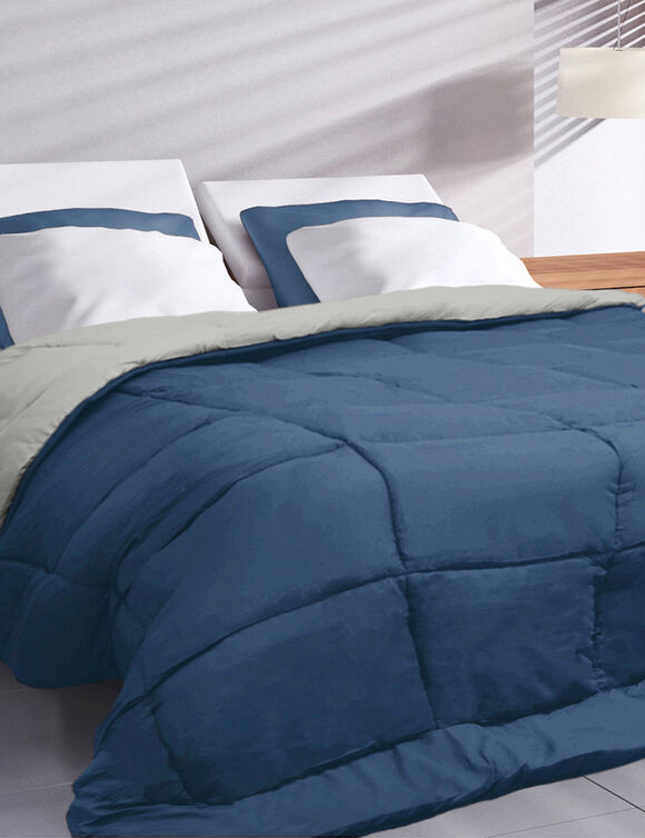 Couette unie douceur microfibre r&eacute;versible 400g/m&sup2; (ivoire / bleu)