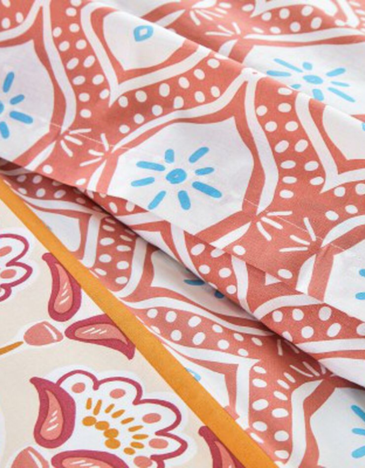 Bedlinnen Héloïse in katoen met grafische bloemenprint, terracotta Bedlinnen Héloïse in katoen met grafische bloemenprint, terracotta, hi-res image number 6