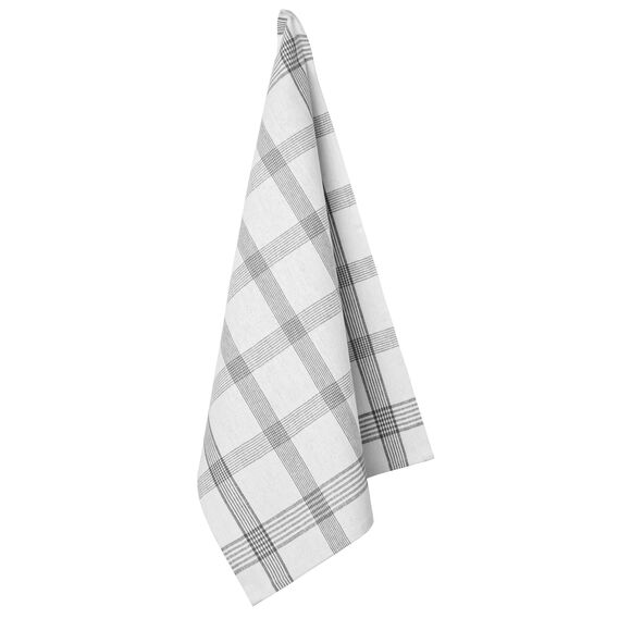 Torchons carreaux coton tiss&eacute; teint - lots (curry / gris)