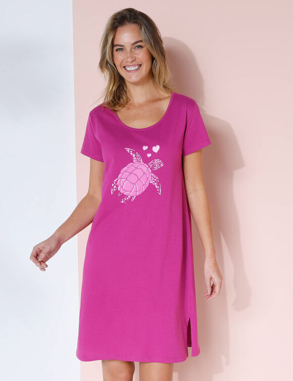 Chemise de nuit courte imprimé tortue (framboise)
