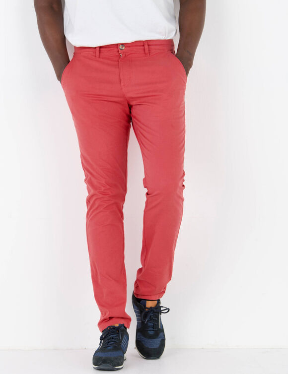 Pantalon chino ceinture arrondie sous le ventre (corail grisé)