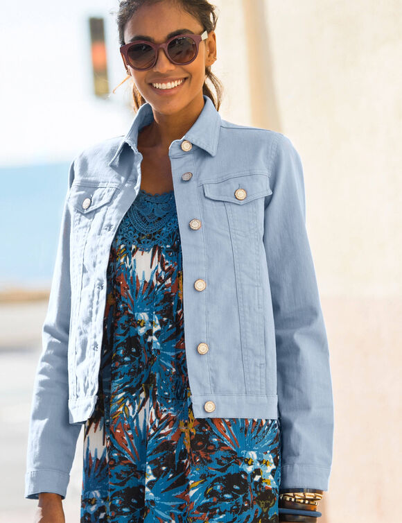 Veste boutonnée en jean (bleu grisé)