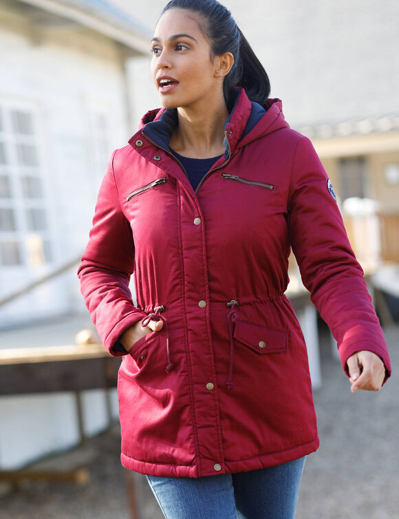 Parka déperlante doublée maille polaire (prune)