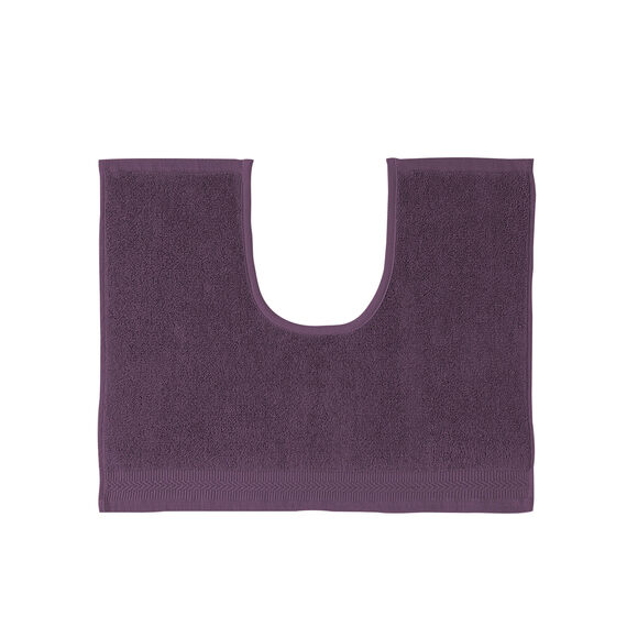 Badmatje van badstof met chevron-patroon met sierrand (aubergine)