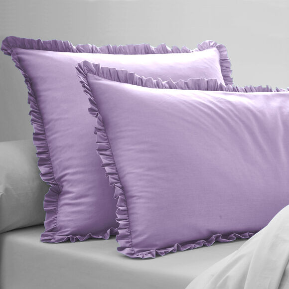 Linge de lit uni percale (parme grisé)
