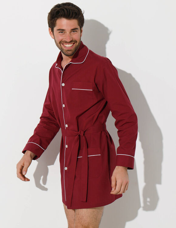 Pyjamajasje in popeline met doorknoopsluiting (bordeaux)