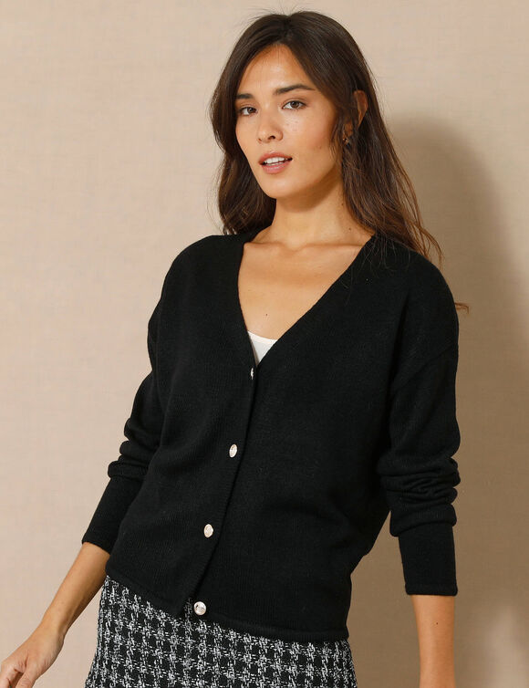Gilet à boutons officier, volume loose (noir)