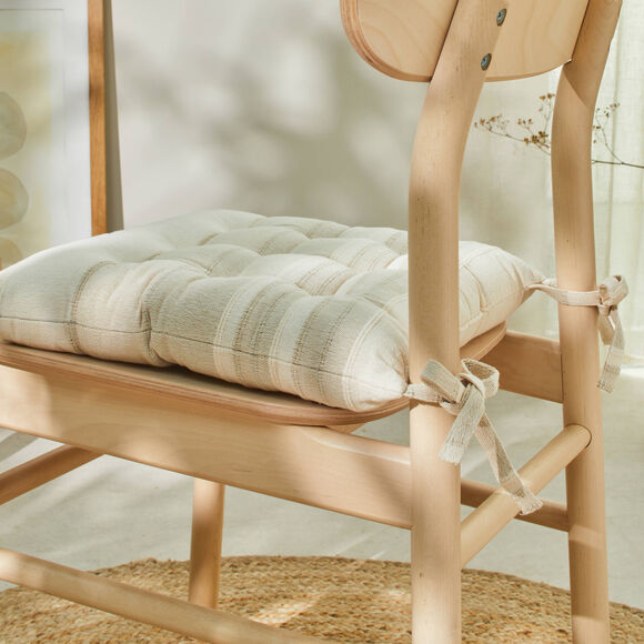 Galette de chaise carrée rayée - lot de 2 (sable)