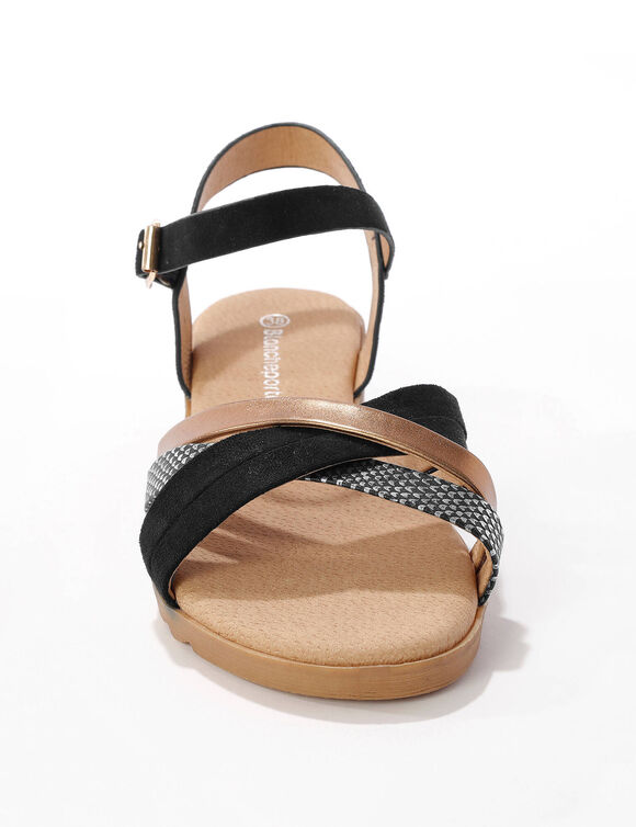Sandales multibrides compens&eacute;es (noir)