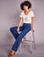T-shirt met V-hals en goudkleurige print (wit)