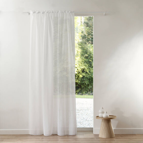 Effen voilegordijn met fronsgalon (wit)