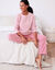 Pyjama in fleece met pied-de-coq print (roze)