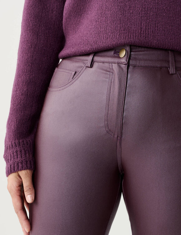 Pantalon droit enduit (bordeaux)