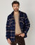 Blouson zipp&eacute; flanelle carreaux doublure sherpa (marine)
