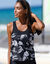 Tankini dos nageur imprimé Tabika - coques amovibles (noir / beige)