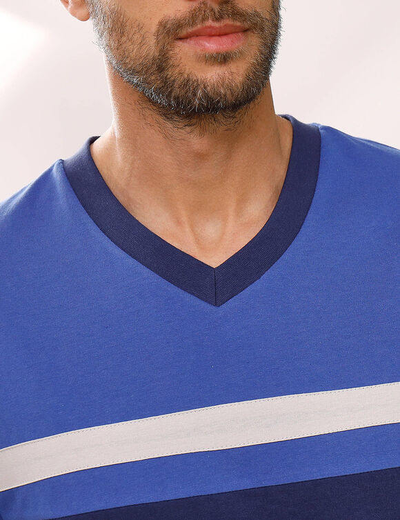 Pyjama short tricolore - lot de 2 (bleu + gris)