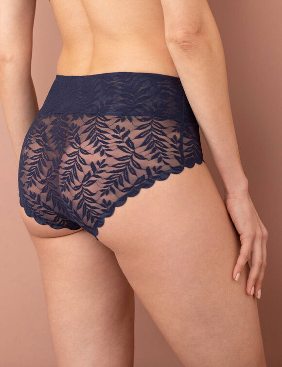 Culotte taille  haute microfibre et dentelle grand confort invisible - Lot de 2 (marine)