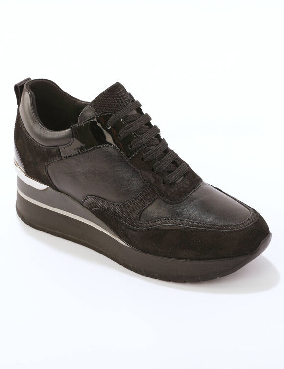 Baskets compensées cuir (zwart)