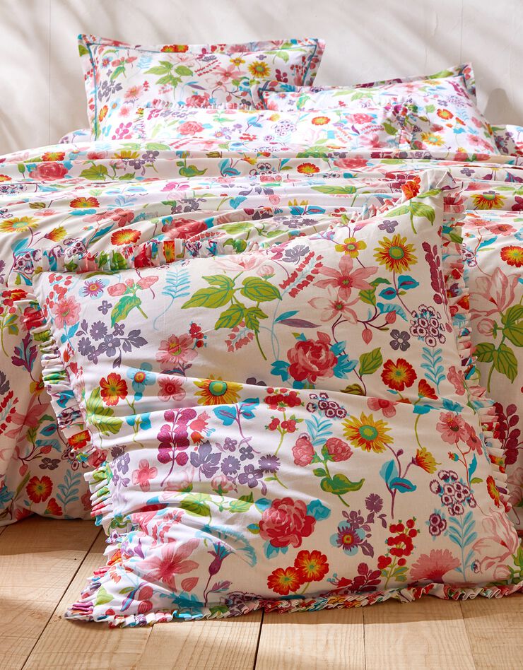 Bedlinnen Kelly in katoen met bloemenprint (wit)
