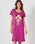 Chemise de nuit courte manches courtes motif "rosaces" (violine)